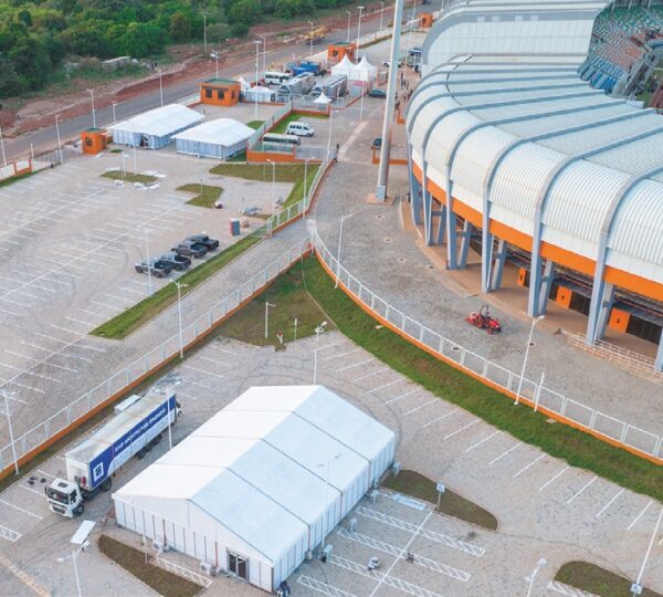 Installation de chapiteaux pour la CAN 2023 au STADE GON COULIBALY de KORHOGO